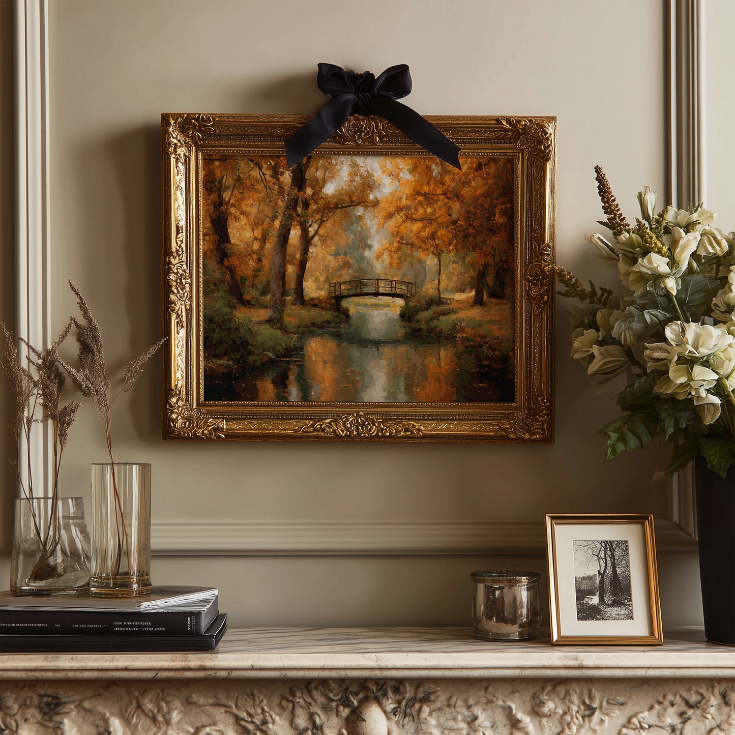 Amber Bridge Over Tranquil Waters