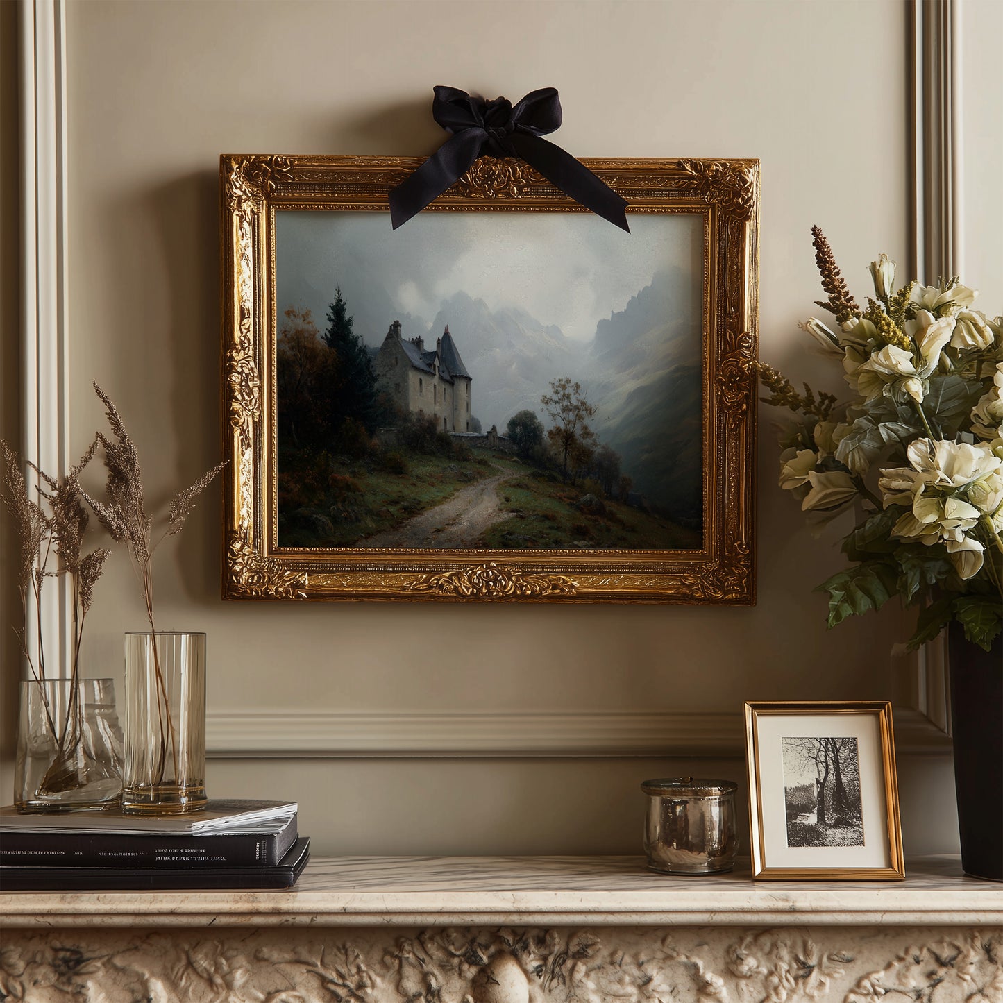 Castle Perched On Misty Hillside