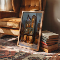 Bookshop Glows Through Winter Evening