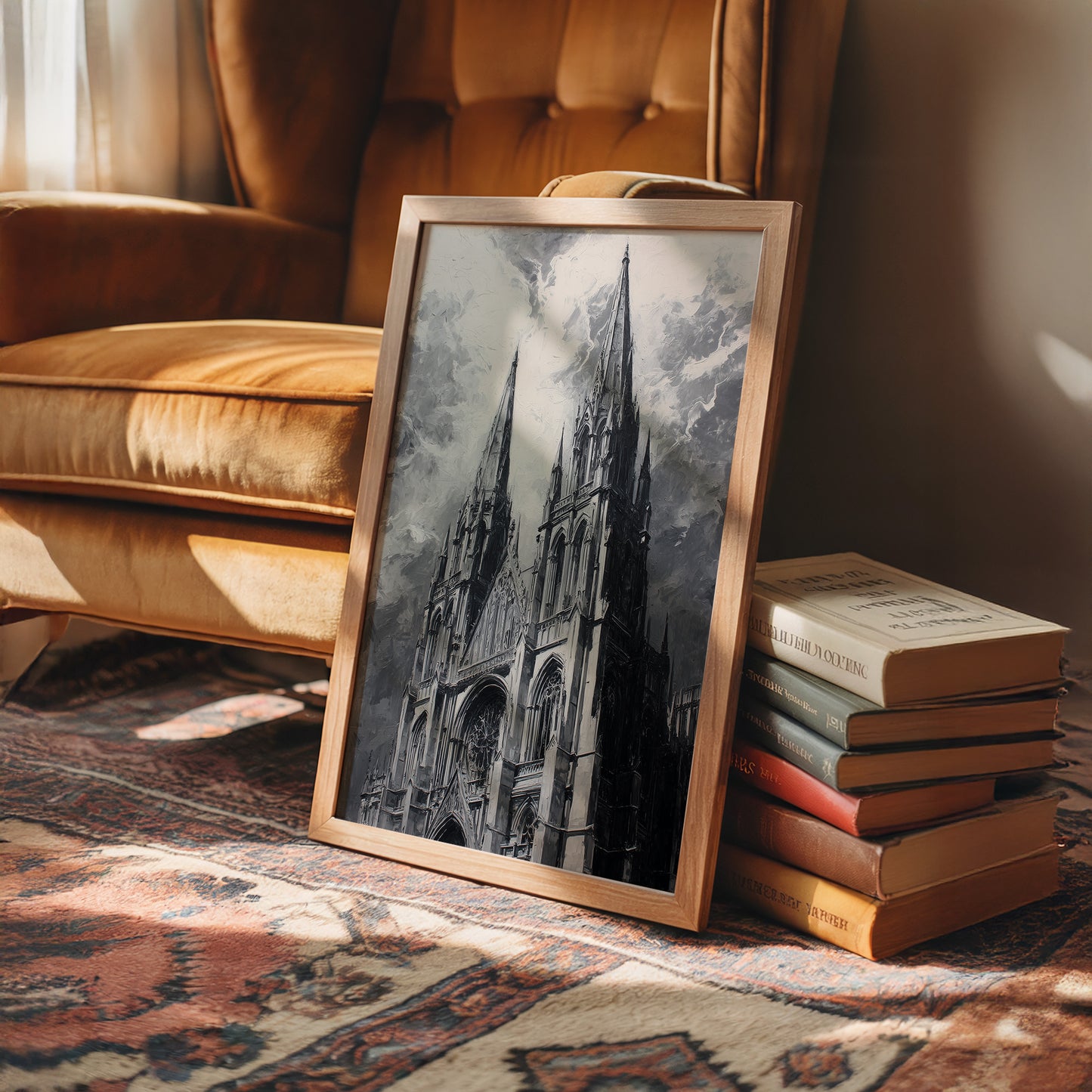 Ancient Spires Reach Stormy Heavens