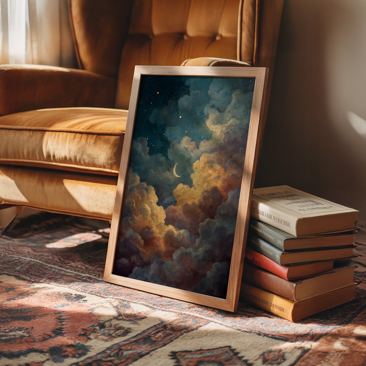 Crescent Rests Among Golden Clouds