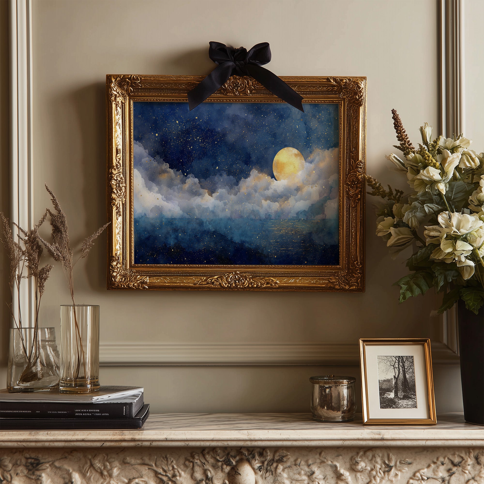 Full Moon Bathes Midnight Waters