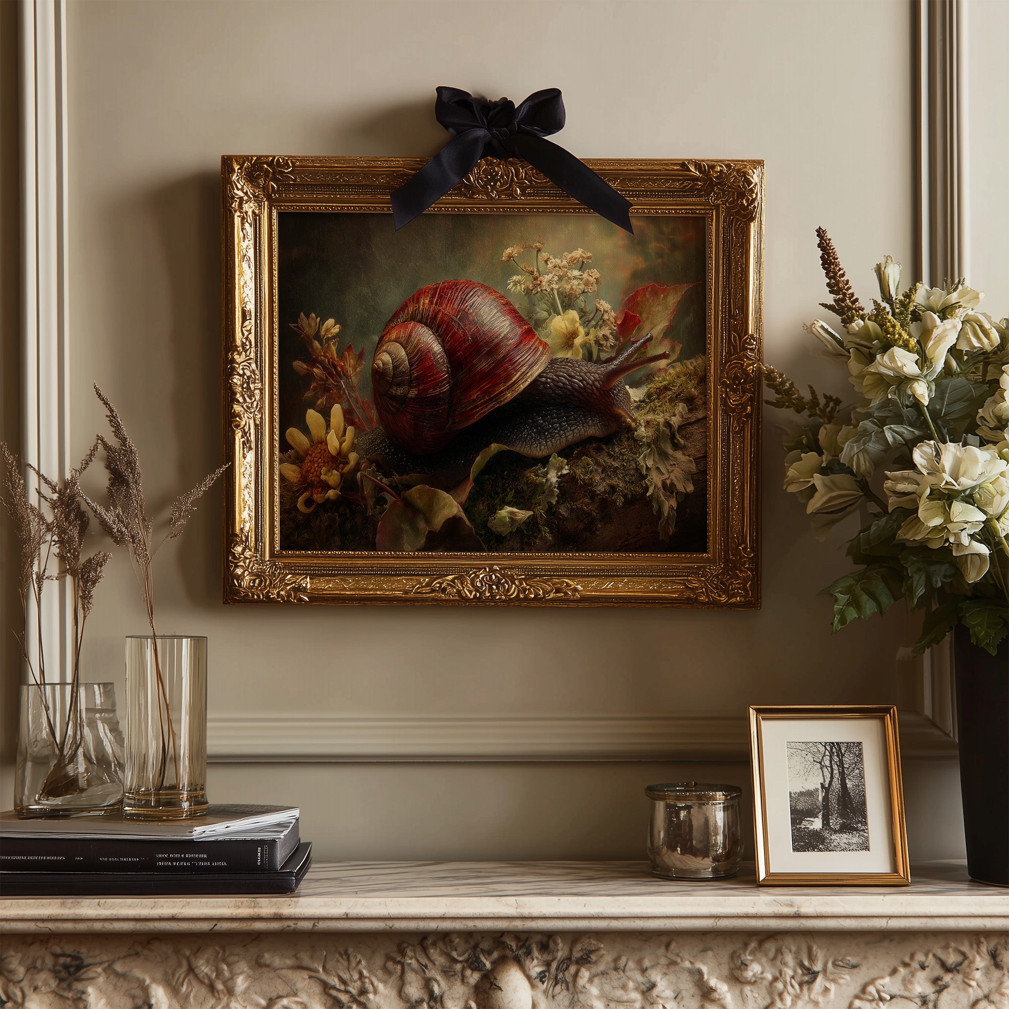 Crimson Shell Among Autumn Blooms