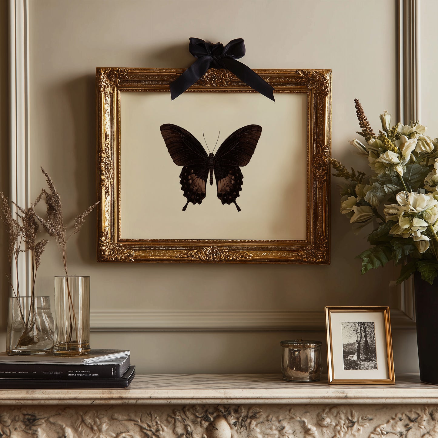 Dark Wings Against Ivory Canvas