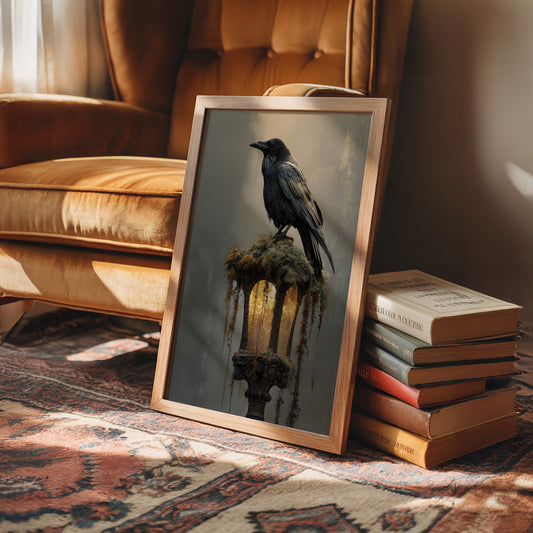 Raven Perches On Ancient Light