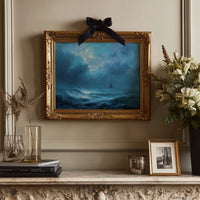 Distant Ship Braves Stormy Seas