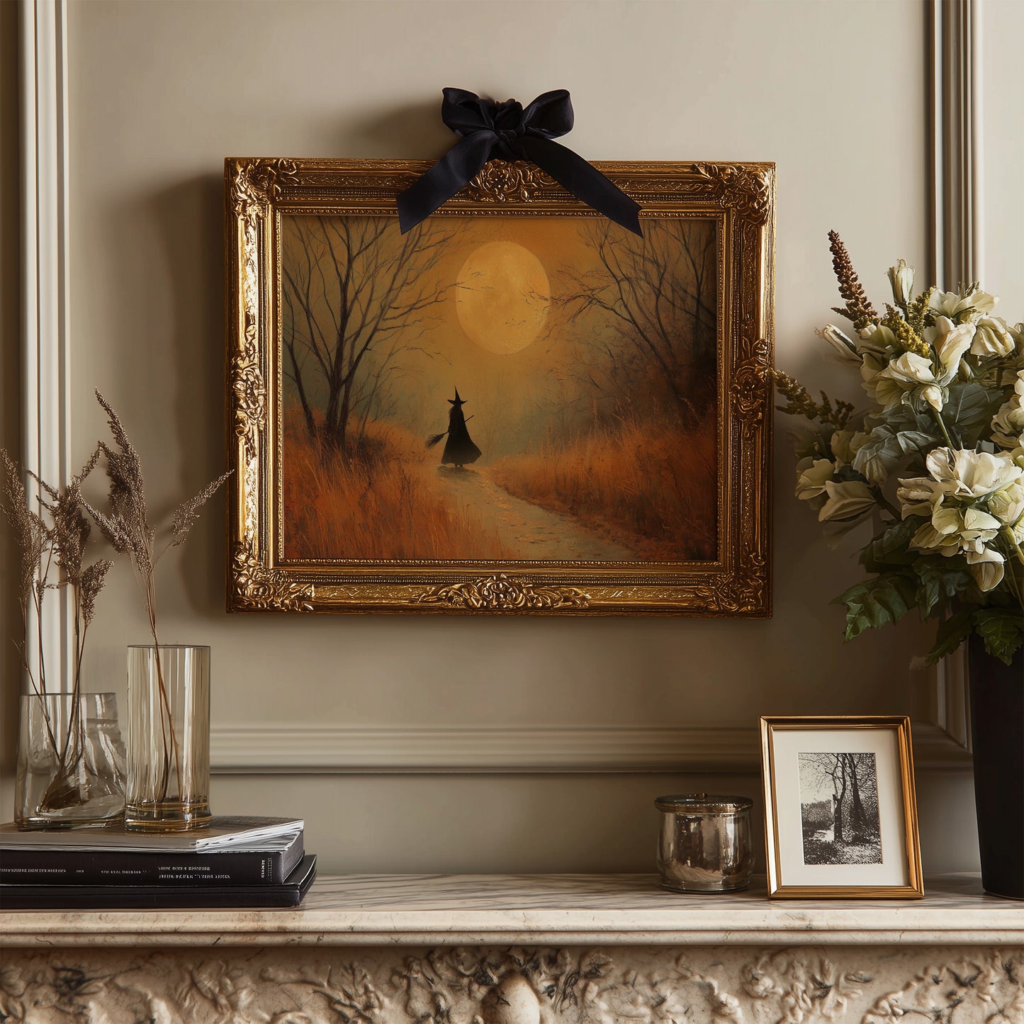 Autumn Path Under Harvest Moon