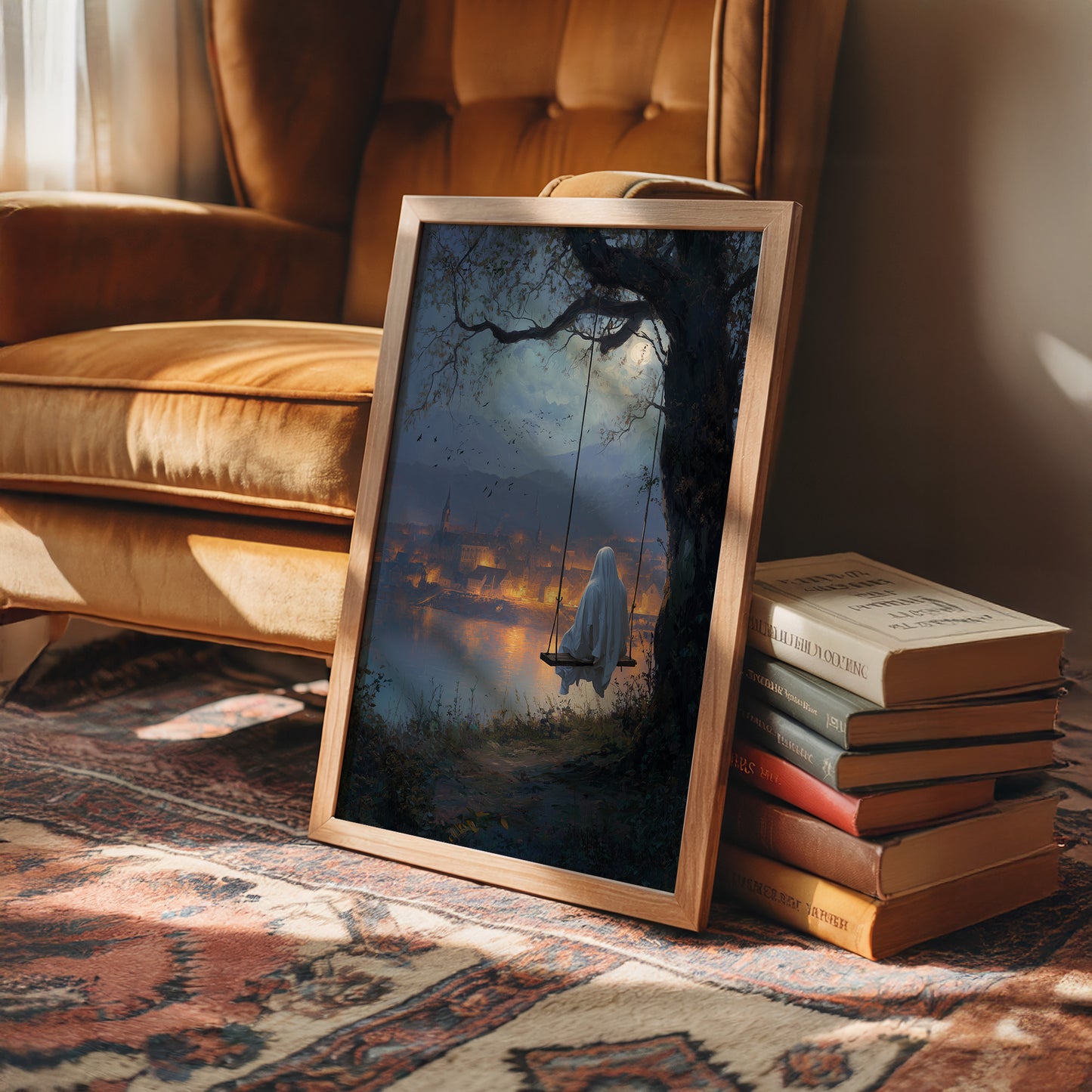 Midnight Swing Above Glowing Harbor