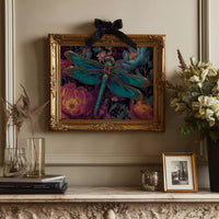 Iridescent Wings Among Midnight Blooms