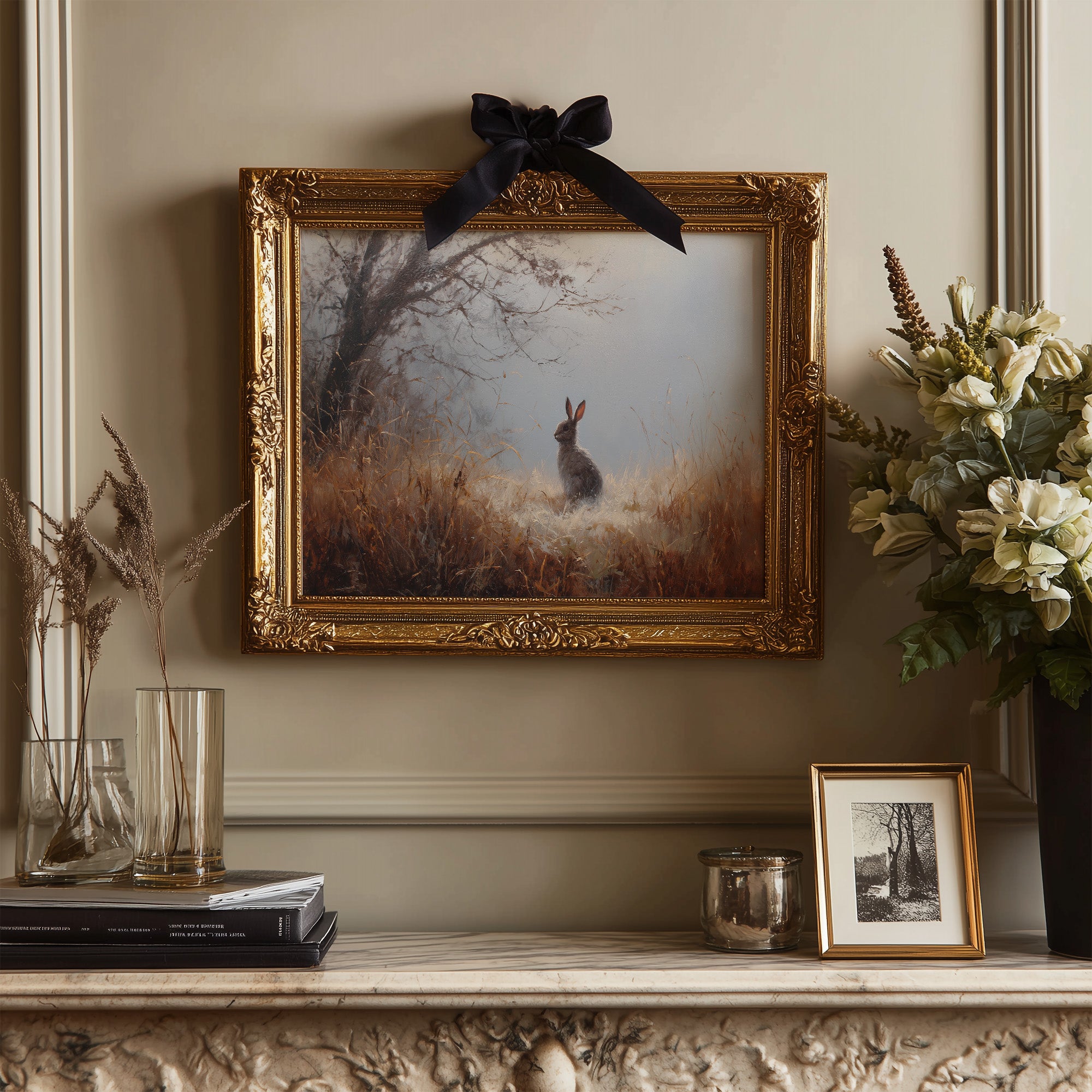 Rabbit Waits In Autumn Mist