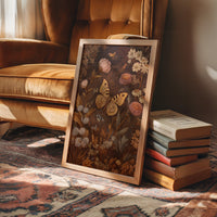 Golden Moths Among Vintage Blooms