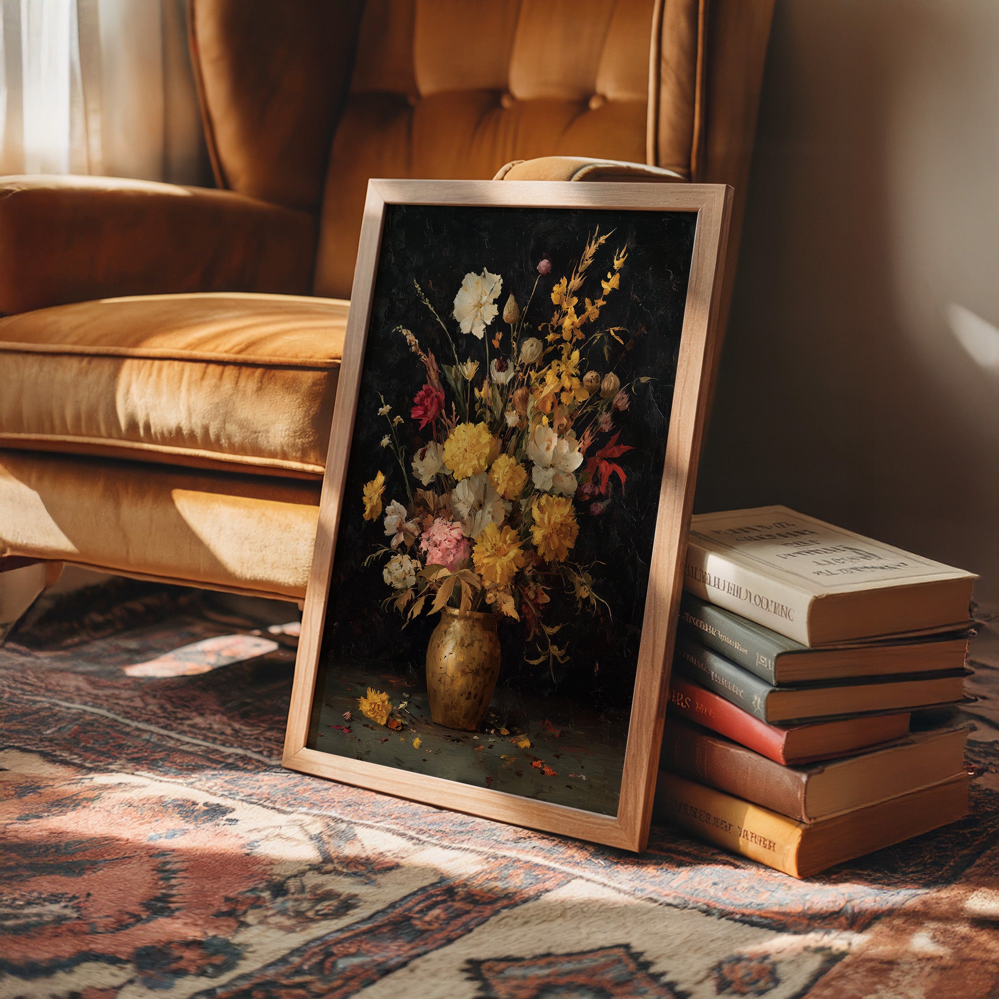 Golden Blooms Against Midnight Walls