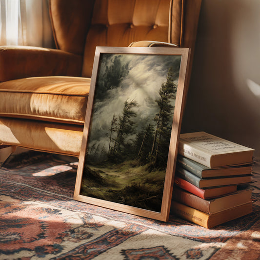 Storm Bends Pines Against Sky