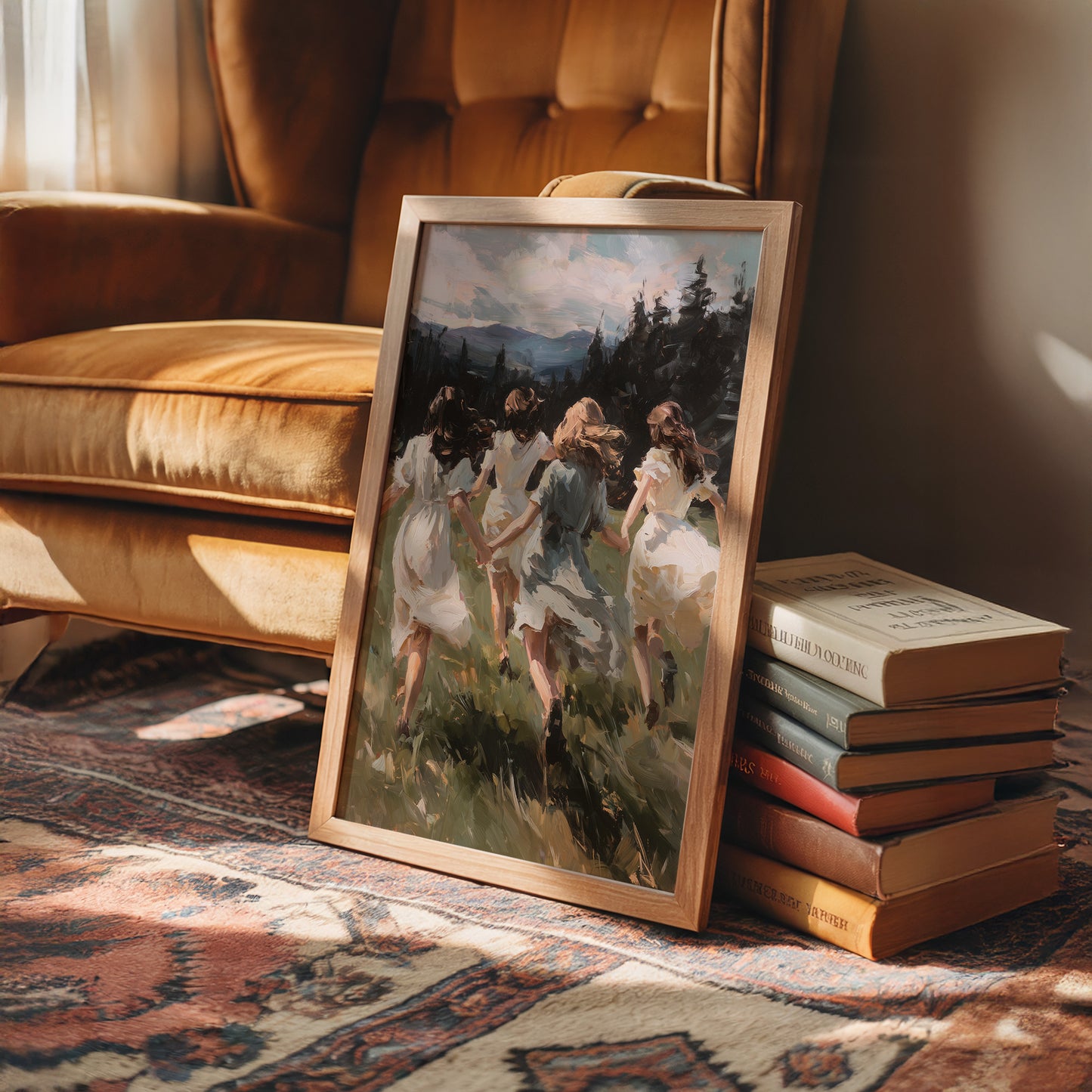 Summer Girls Rush Toward Mountains