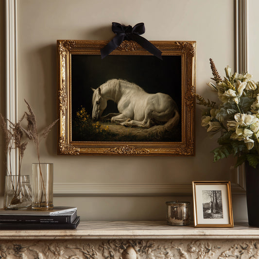 White Steed Among Wildflowers