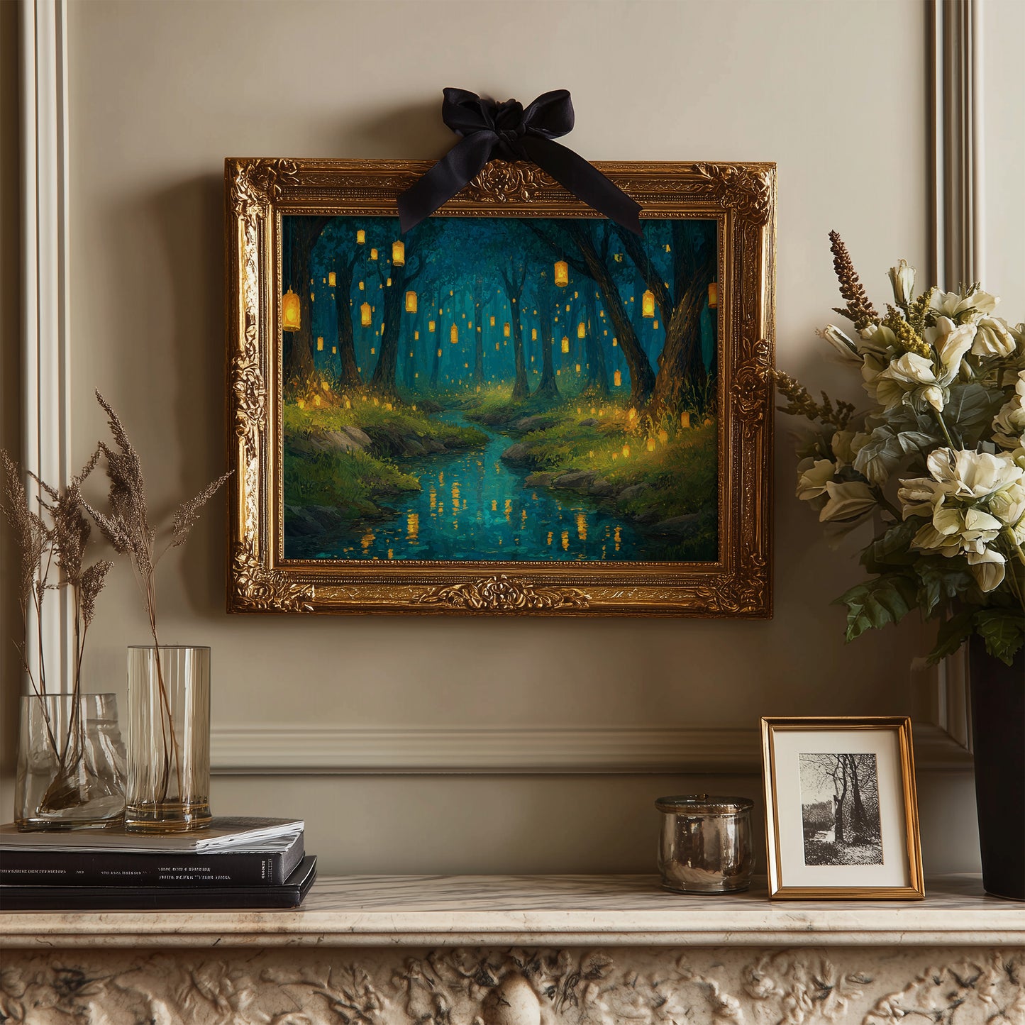 Lanterns Float Through Midnight Forest