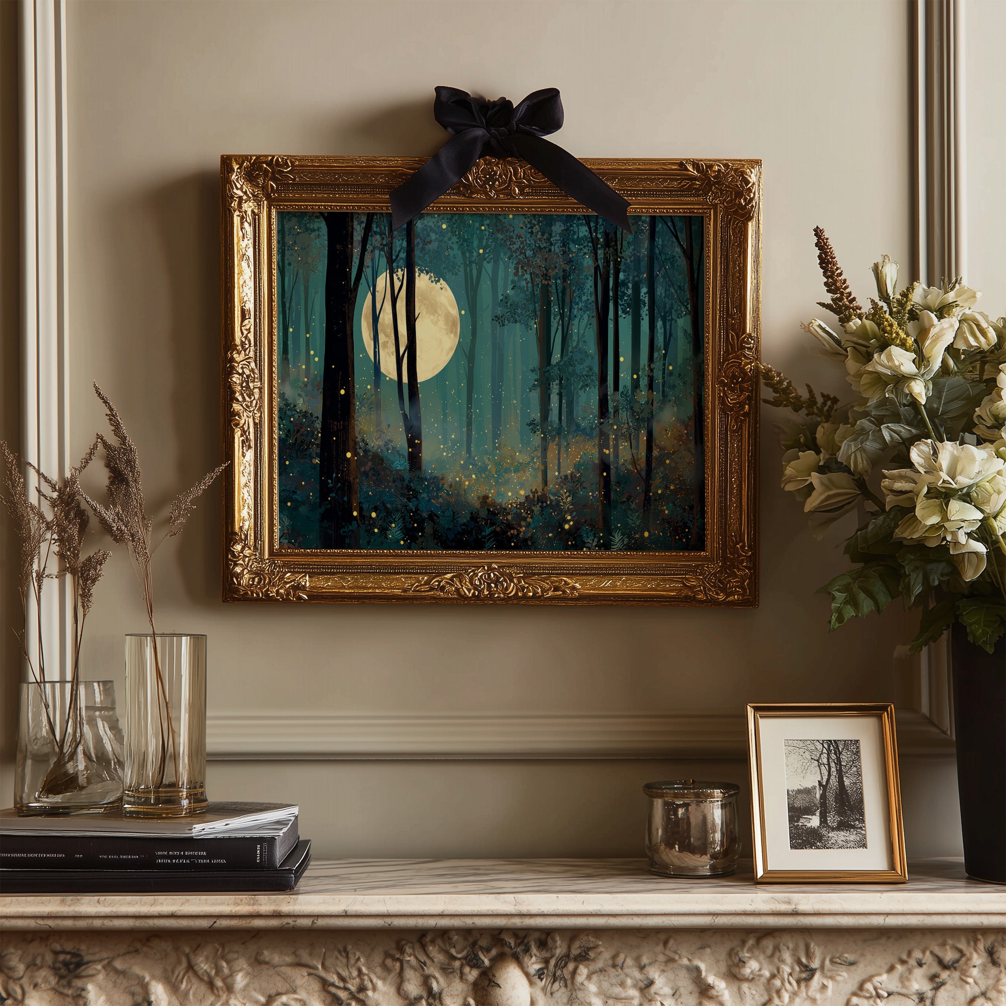 Forest Lights Beneath Lunar Glow