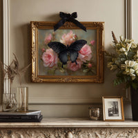 Dark Wings Among Blush Roses