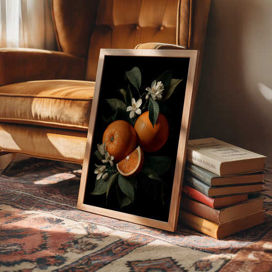 Citrus Blooms Against Midnight Velvet
