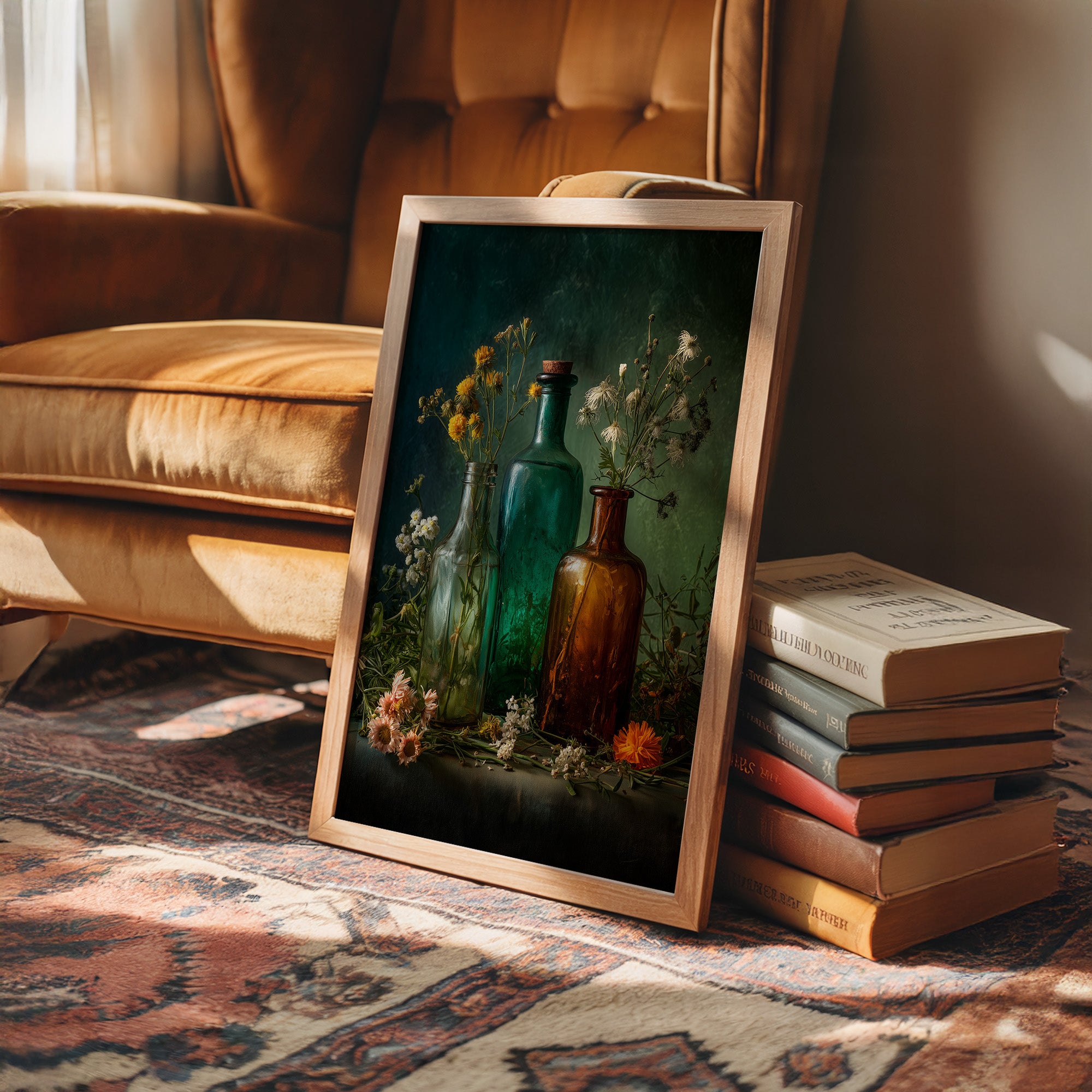 Wildflowers Caught In Vintage Glass