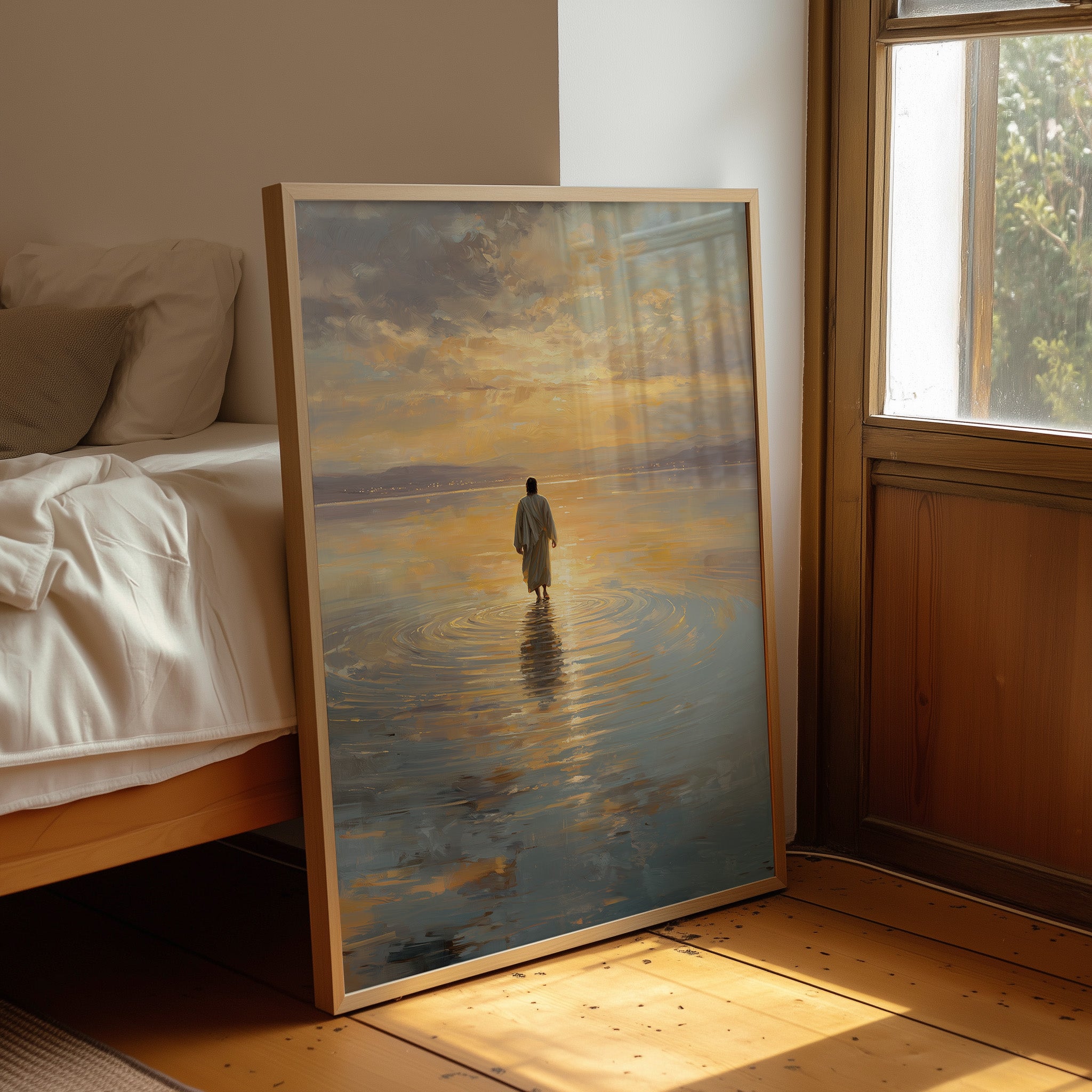 Solitary Steps Through Golden Waters