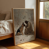 Winter's Bond Amid Dancing Butterflies