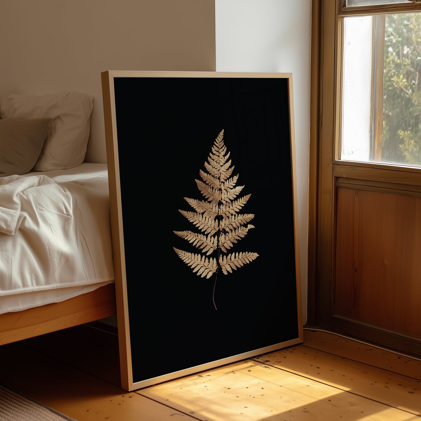 Golden Frond Against Midnight Canvas