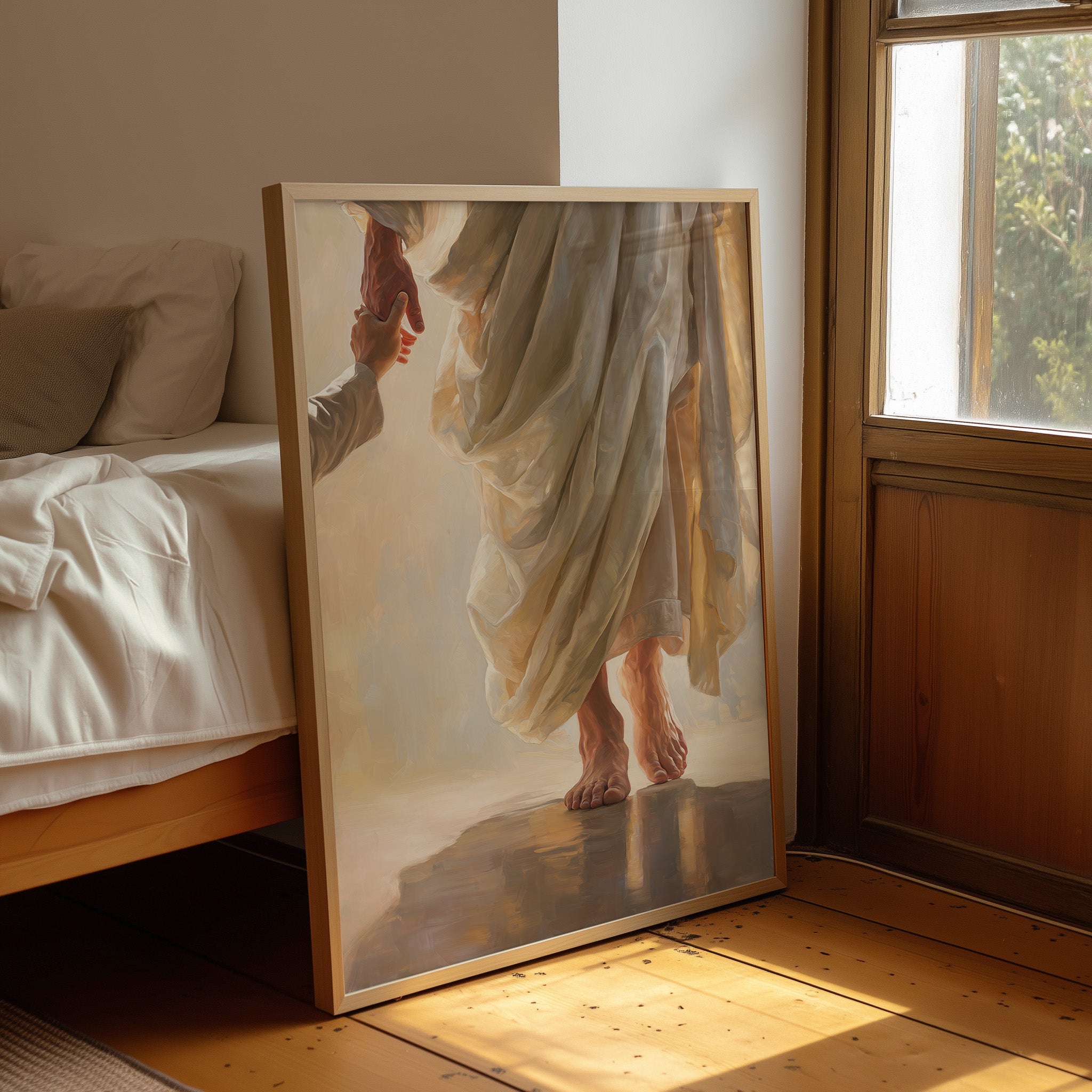 Sunlit Fabric Meets Bare Steps