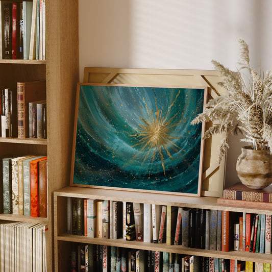 Teal Cosmos Births Golden Star