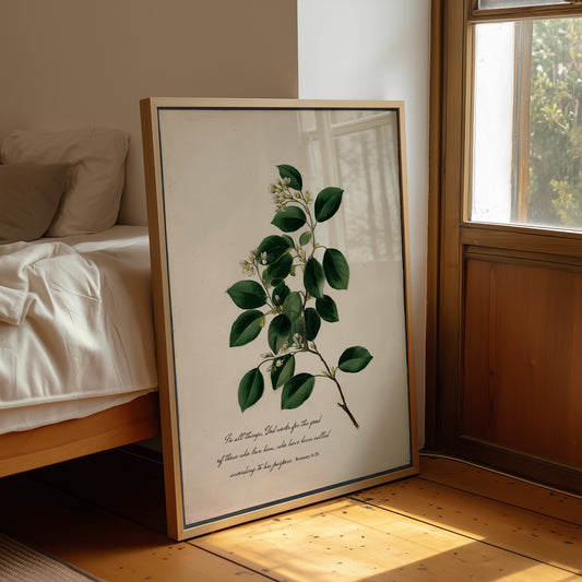 Botanical Faith On Wooden Table