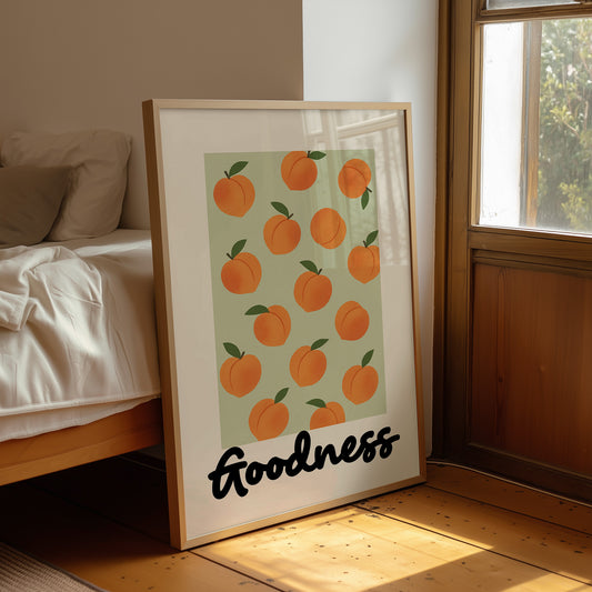 Peach Parade On Mint Canvas