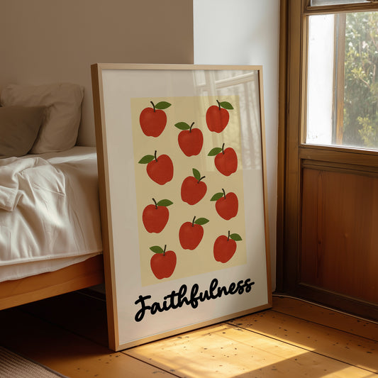 Crimson Orchard On Cream Canvas