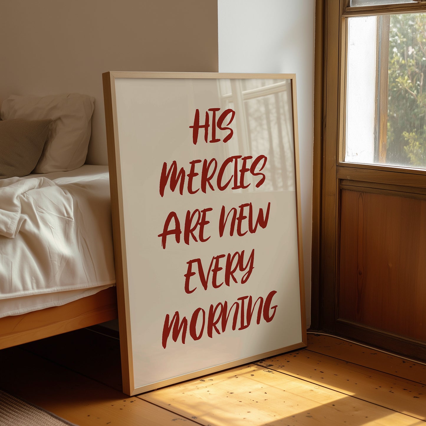 Crimson Words On Ivory Canvas