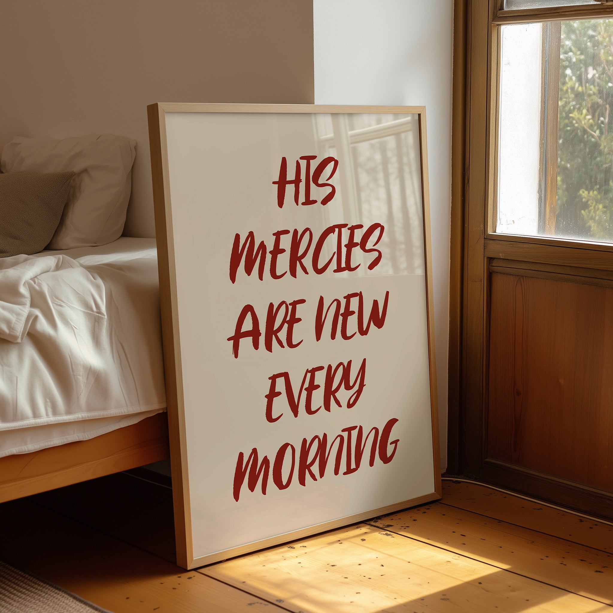 Crimson Words On Ivory Canvas