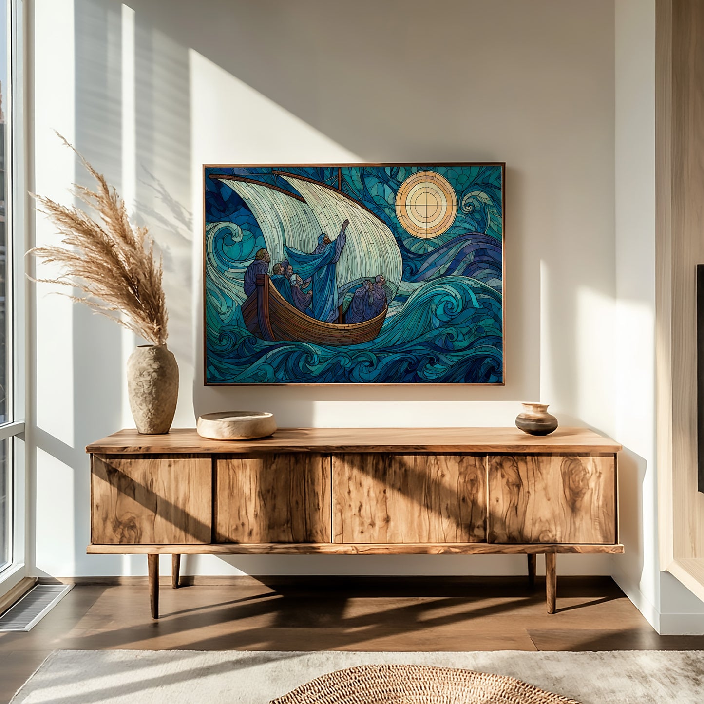 Stained Glass Voyage Through Tempest Seas