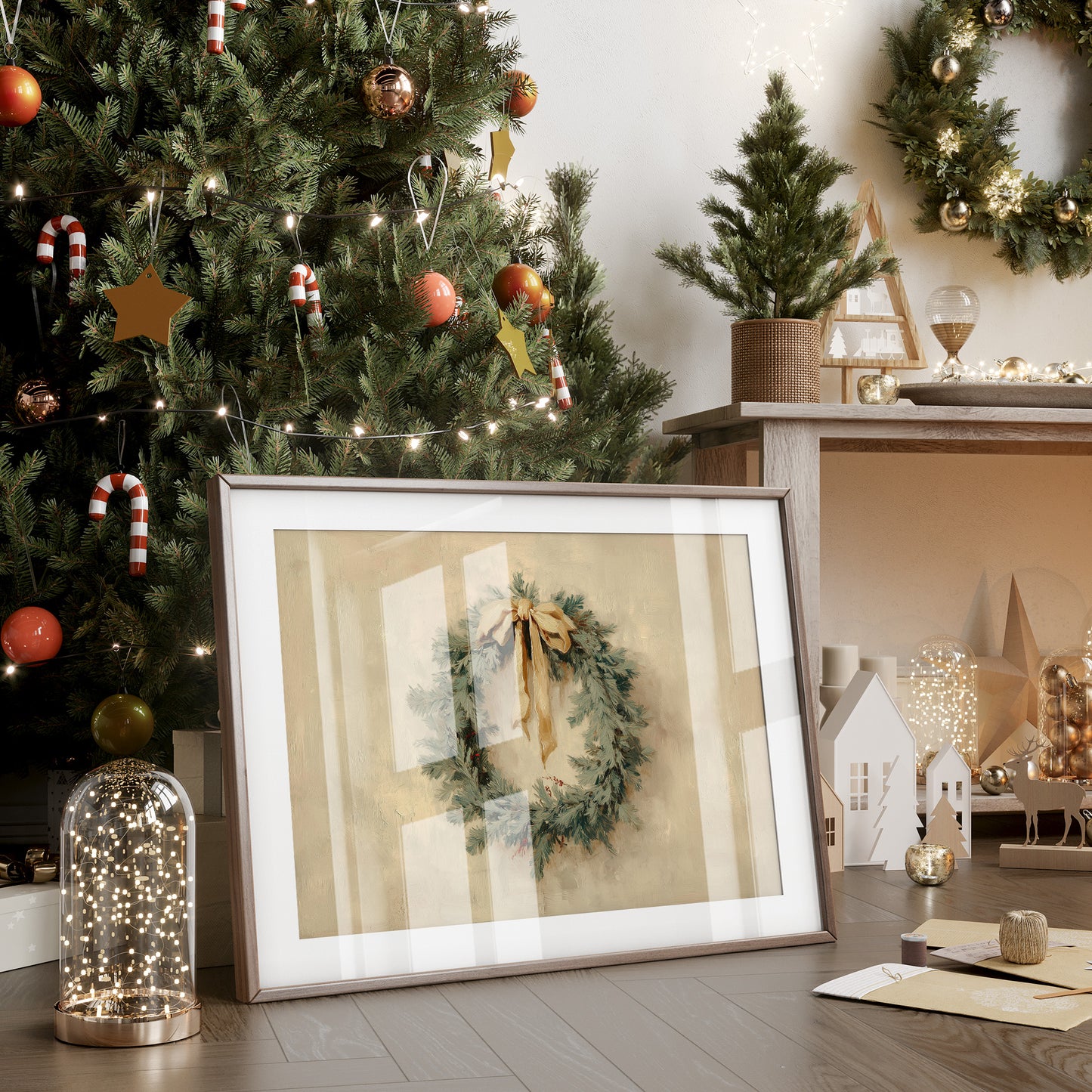 Evergreen Elegance in Warm Cream