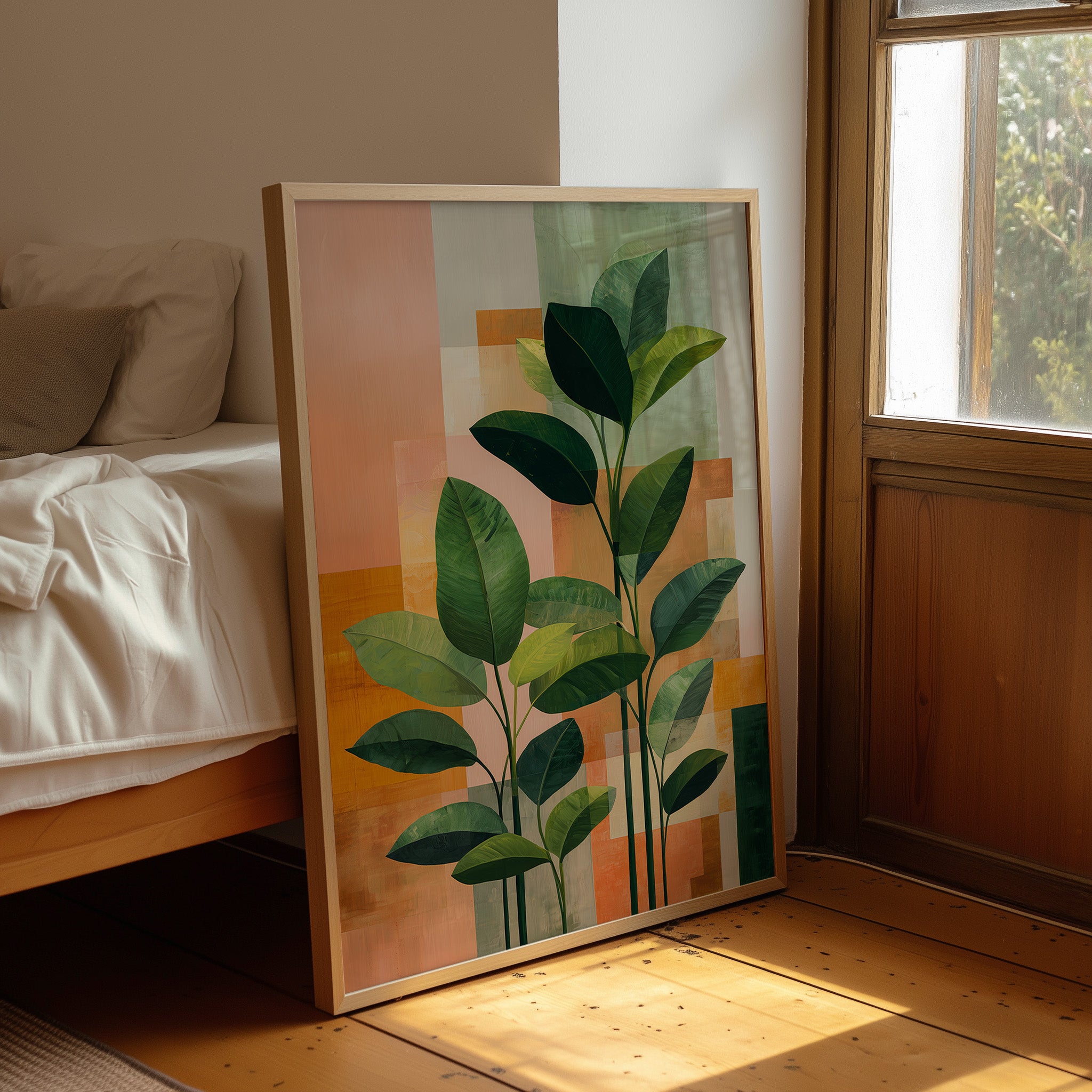 Geometric Harmony: Foliage in Warm Abstraction
