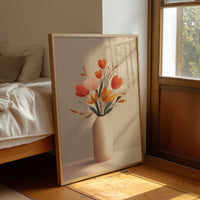Sunlit Tulips in Minimalist Embrace