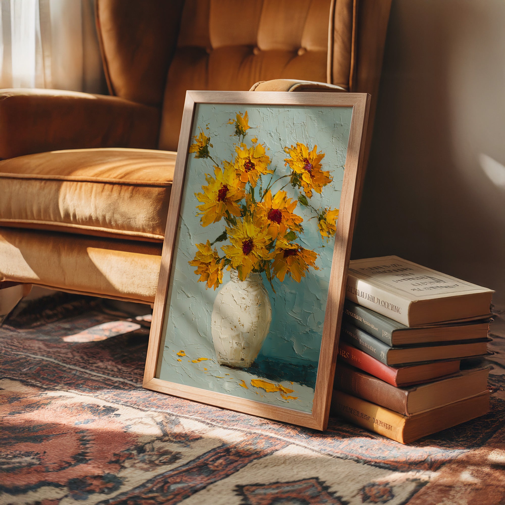 Sunburst Sunflowers in Palette Knife Texture