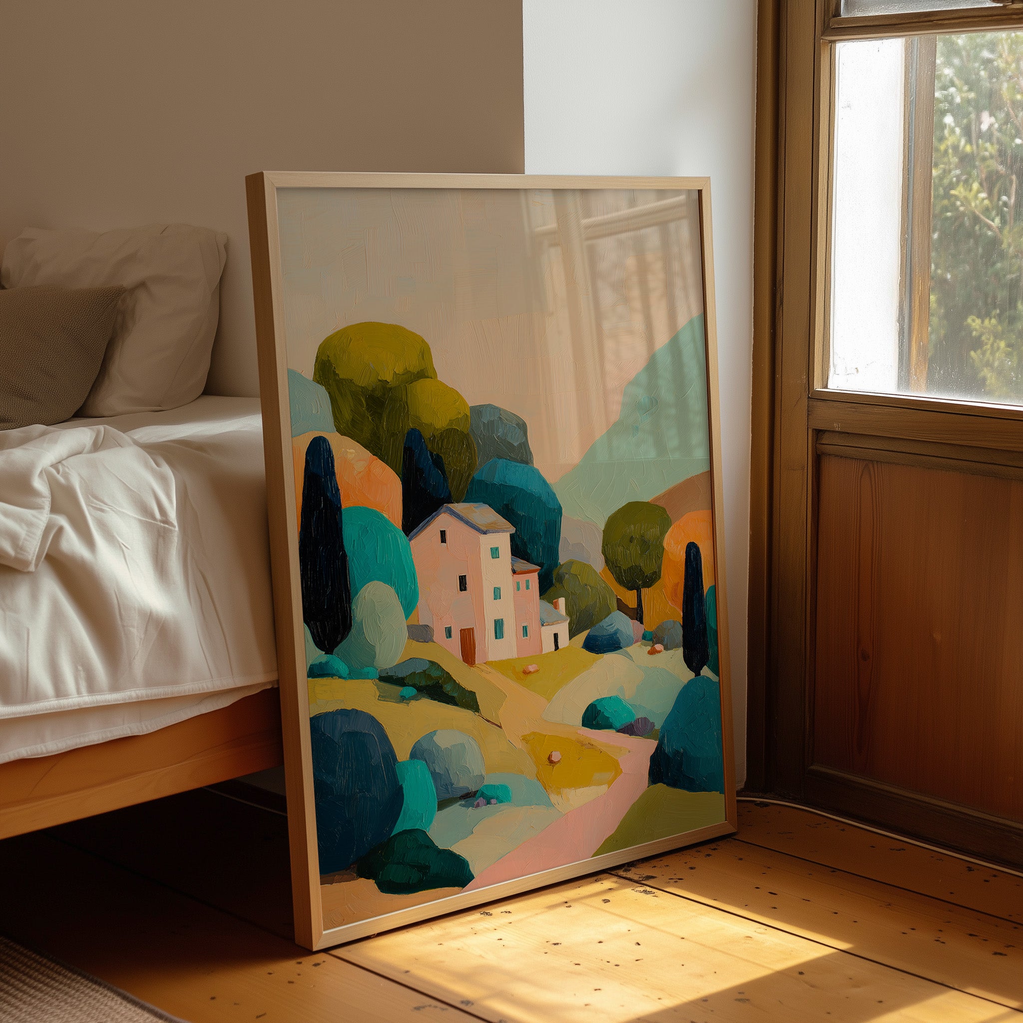 Pastel Haven Among Abstract Hills