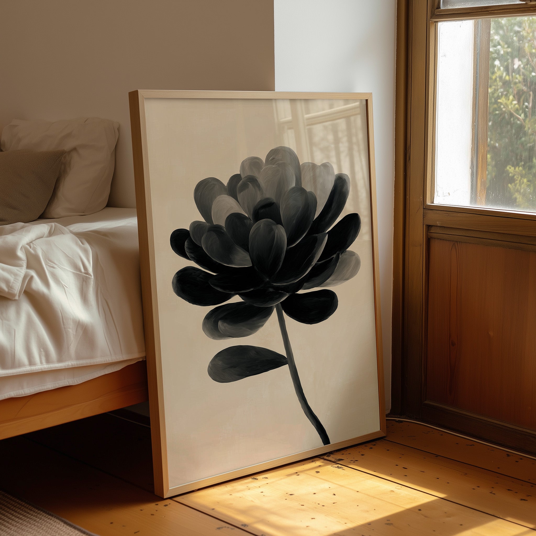 Monochrome Bloom in Shadowed Elegance