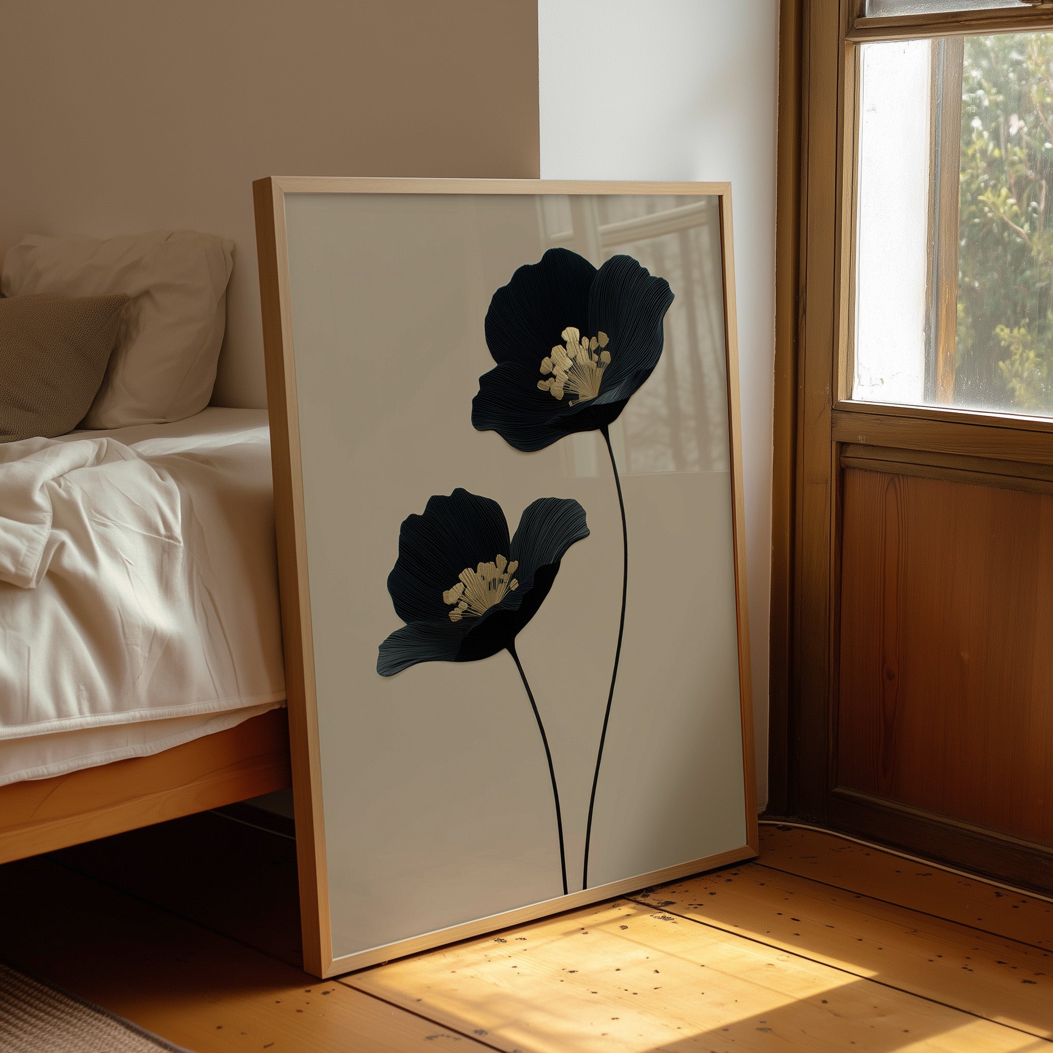 Midnight Blooms with Golden Hearts