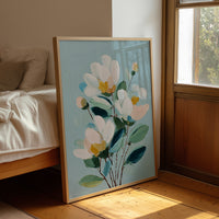 Textured Blossoms Against Azure Calm