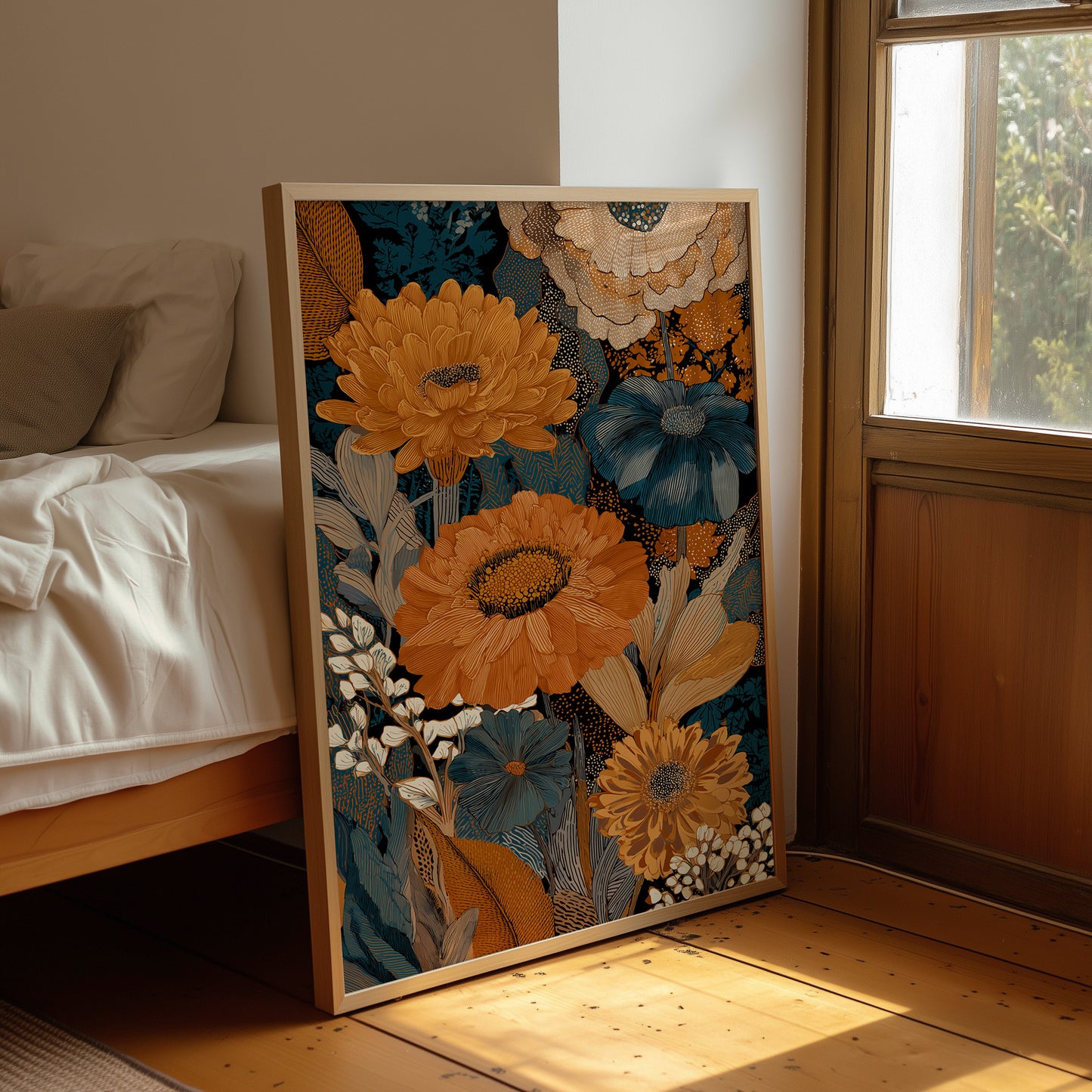 Golden Blooms Against Midnight Garden