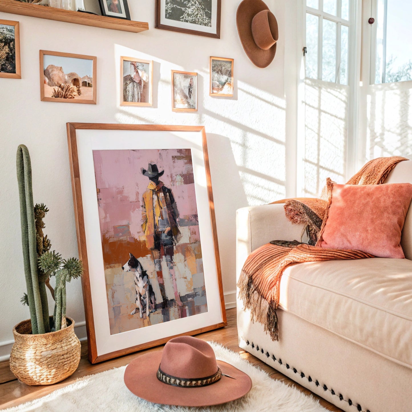 Cowboy Stands With Patient Dog