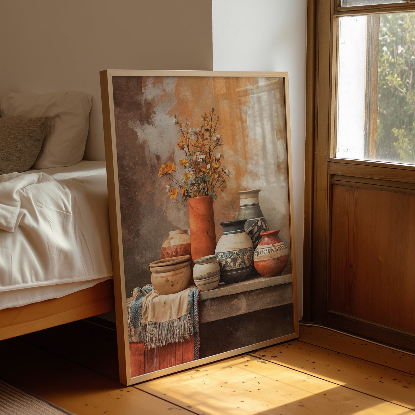 Clay Vessels Hold September's Last Blooms