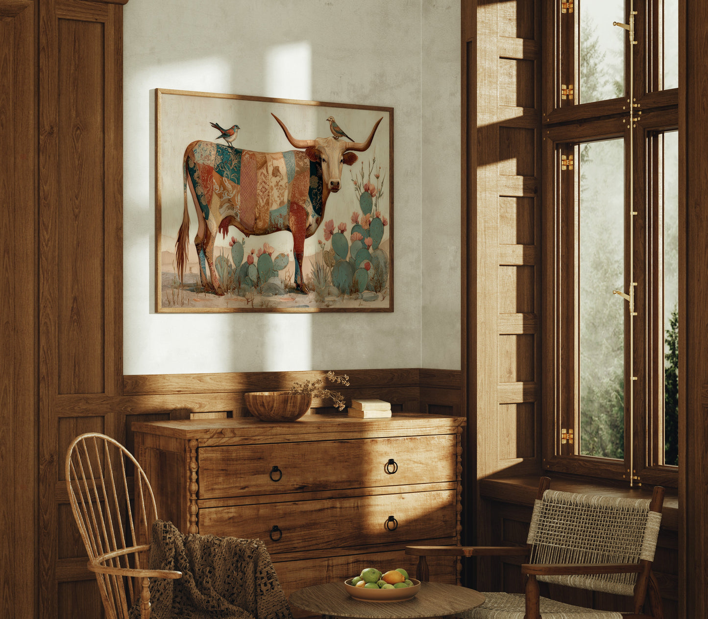 Patchwork Longhorn Hosts Tiny Visitors