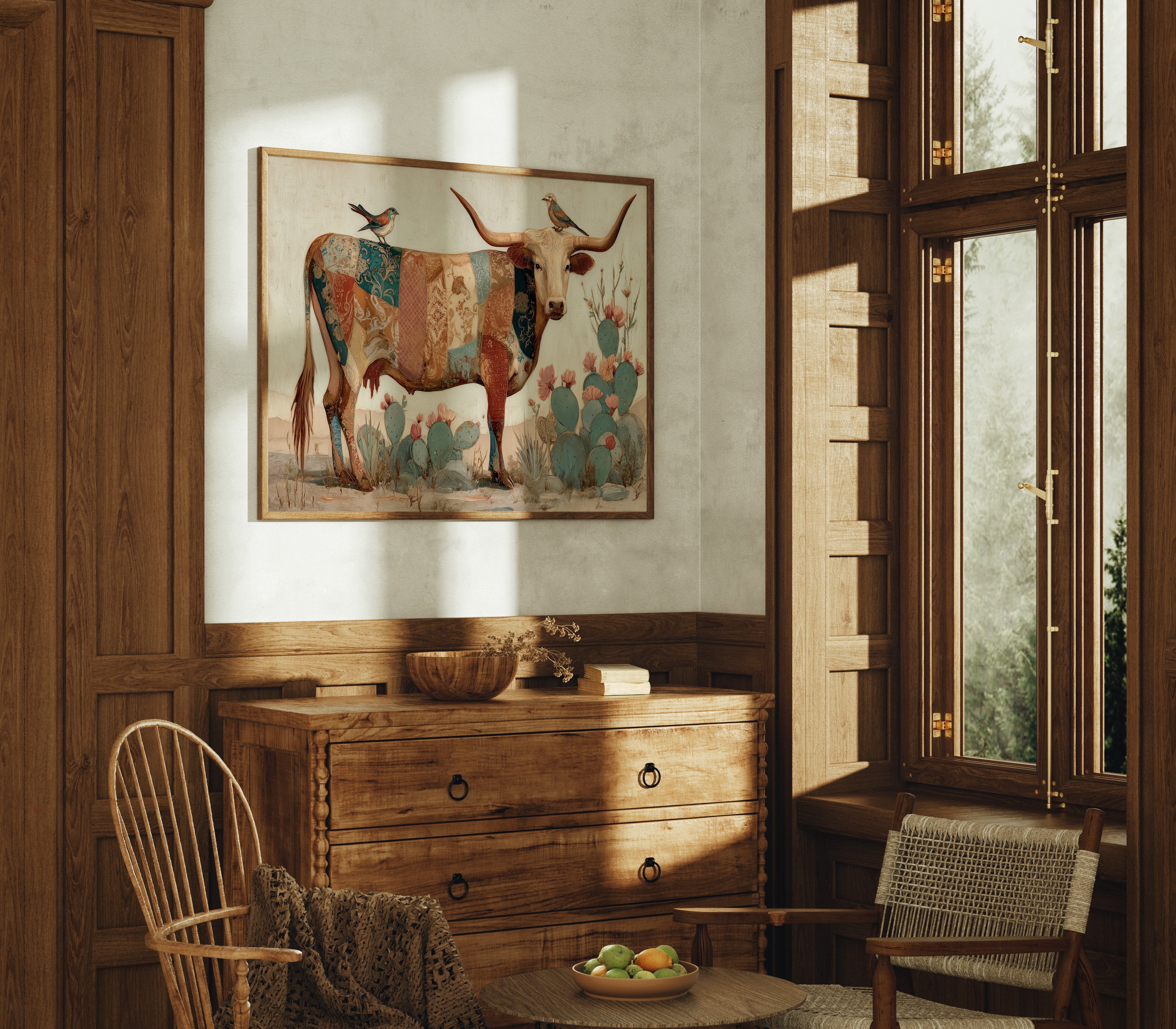 Patchwork Longhorn Hosts Tiny Visitors