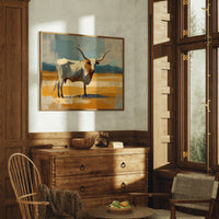 Longhorn Stands In Golden Fields