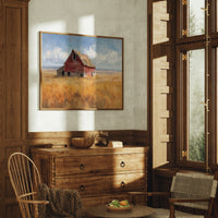 Weathered Red Against Golden Fields